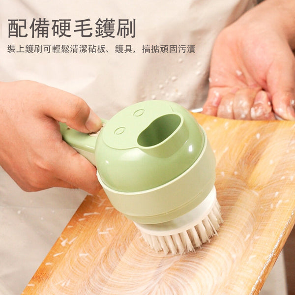 全新陳列品- EH006501 四合一電動攪拌機 電動清潔刷 刮皮刀 多功能無線打蒜器 電動切片器 迷你攪拌器 碎菜 絞肉 蒜泥 打果汁 切片 附贈替換清潔刷頭