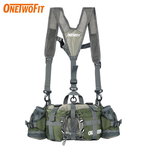 OneTwoFit - OT048801多功能戶外腰包 5L大容量 登山腰包 多口袋設計 運動腰包/背包 行山 徒步 攀岩包(背帶可拆卸)