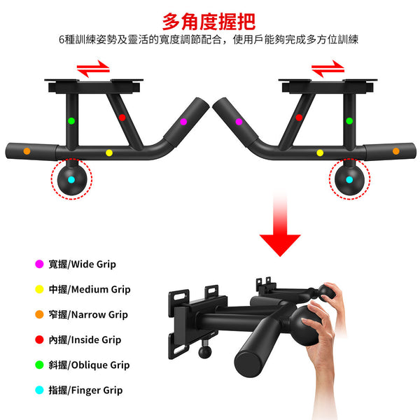 【新品】OneTwoFit - OT050501 門梁墻上單桿 室內橫桿可調節 家用健身引體向上訓練器 最大承重250KG