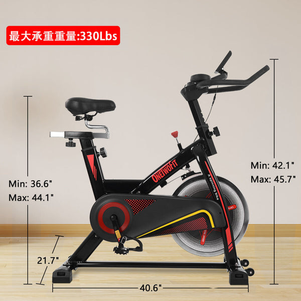 OneTwoFit - OT124 15KG Flywheel Exercise Bike Sports Fitness 40lb Spinning Bike