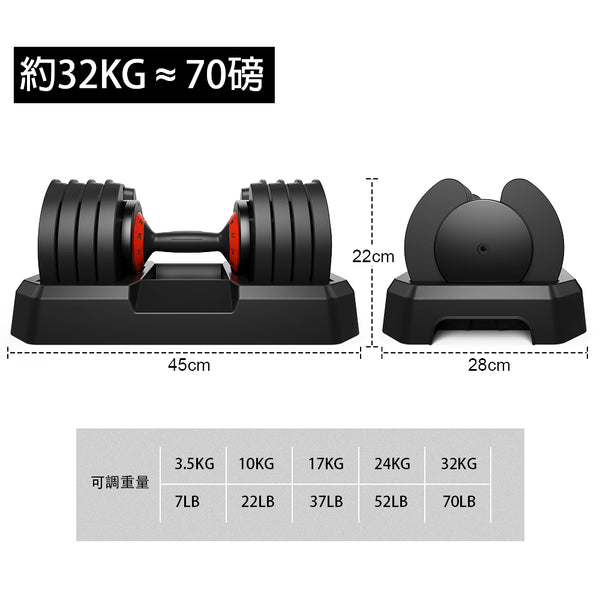 OneTwoFit - [32KG] adjustable dumbbells
