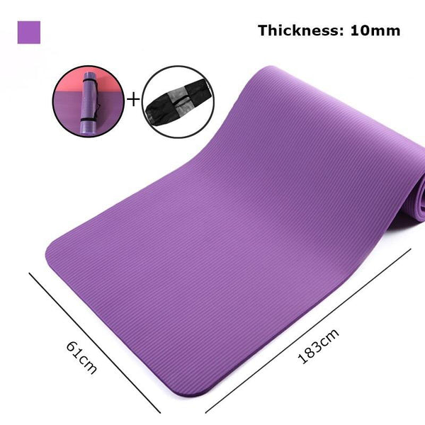 OneTwoFit - Yoga Mat 1cm Ultra Thick Multi-color Options Horizontal Pattern Environmentally Friendly NBR With Mesh Bag + Strap OT069 OT058 OT050 OT059