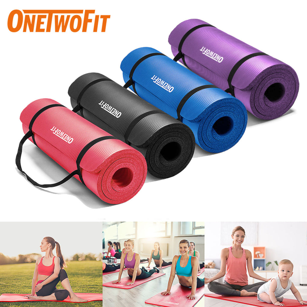 OneTwoFit Yoga Mat 1cm Ultra Thick Multi color Options Horizontal Pa OneTwoFitHK