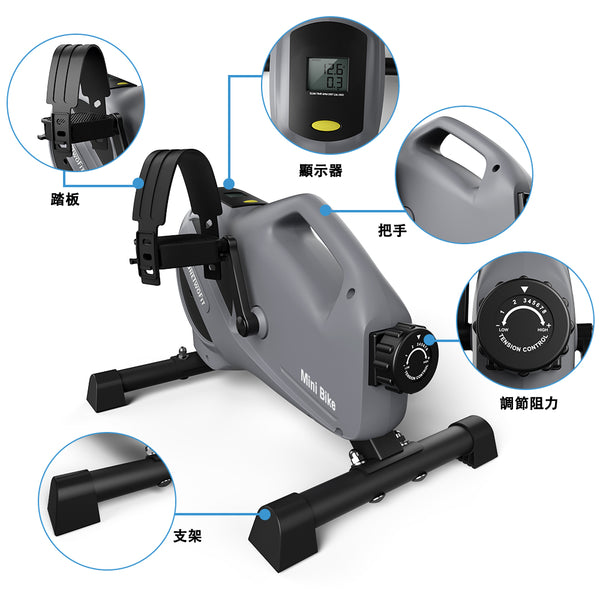 OneTwoFit - OT233 Mini Fitness Bike, Upper and Lower Body Exercise, Small Rehabilitation Bike, Elderly Fitness Equipment [With Complimentary Round Yoga Mat]- OT233