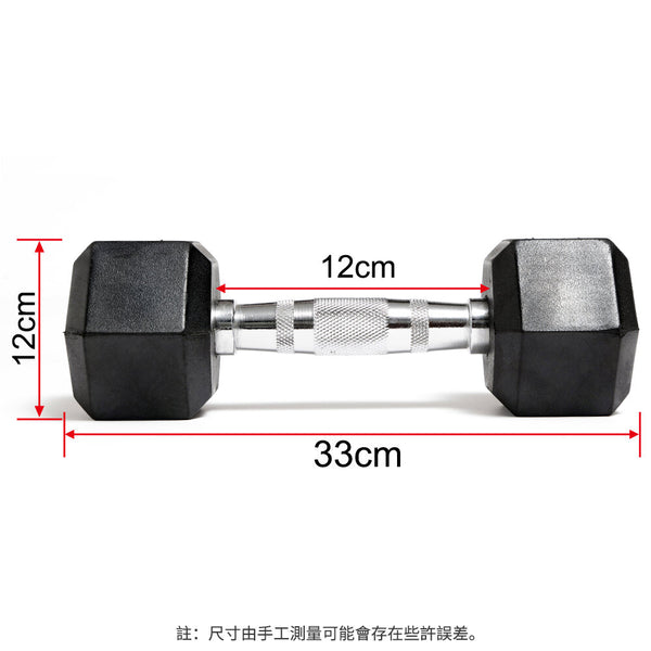 OneTwoFit - DISPLAY - OT270 [12.5KG] 2PCS Hexagonal Dumbbell Rubber Dumbbell Quiet Training Sports Fitness Abdominal Muscle Exercise