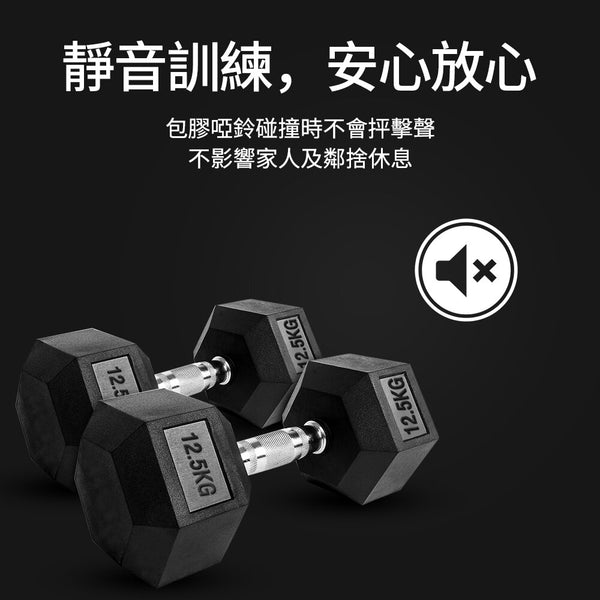 OneTwoFit - 陳列品OT270 [12.5KG] 2PCS六角啞鈴 包膠啞鈴 靜音訓練 運動健身 健腹 肌肉練習