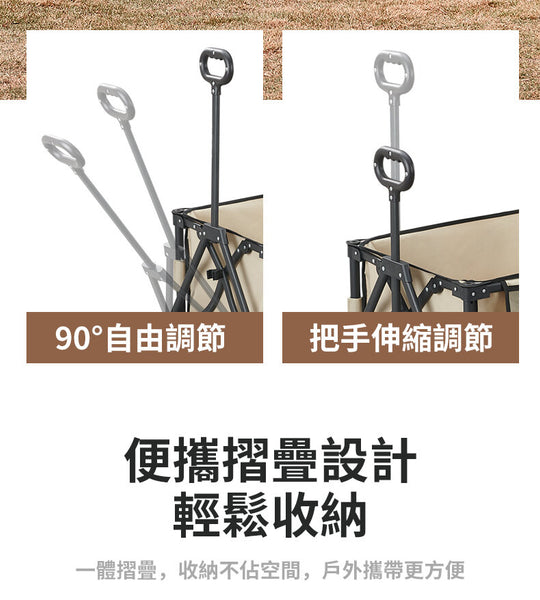 OneTwoFit - (最新產品) OT047201 多用途手推車 萬向輪設計 靈活推拉 150L大容量 戶外露營 野營 遠足 便利手推車 採購推車 儲物車 捆綁式聚攏收納