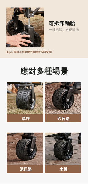OneTwoFit - (最新產品) OT047201 多用途手推車 萬向輪設計 靈活推拉 150L大容量 戶外露營 野營 遠足 便利手推車 採購推車 儲物車 捆綁式聚攏收納